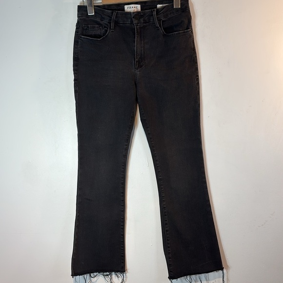 Frame Denim faded Black le crop mini boot jeans size 28 - Picture 4 of 12